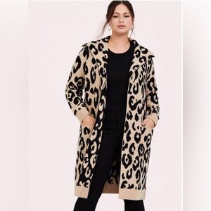 Torrid Leopard Longline Cardigan Coat Sz 00/12 VGUC